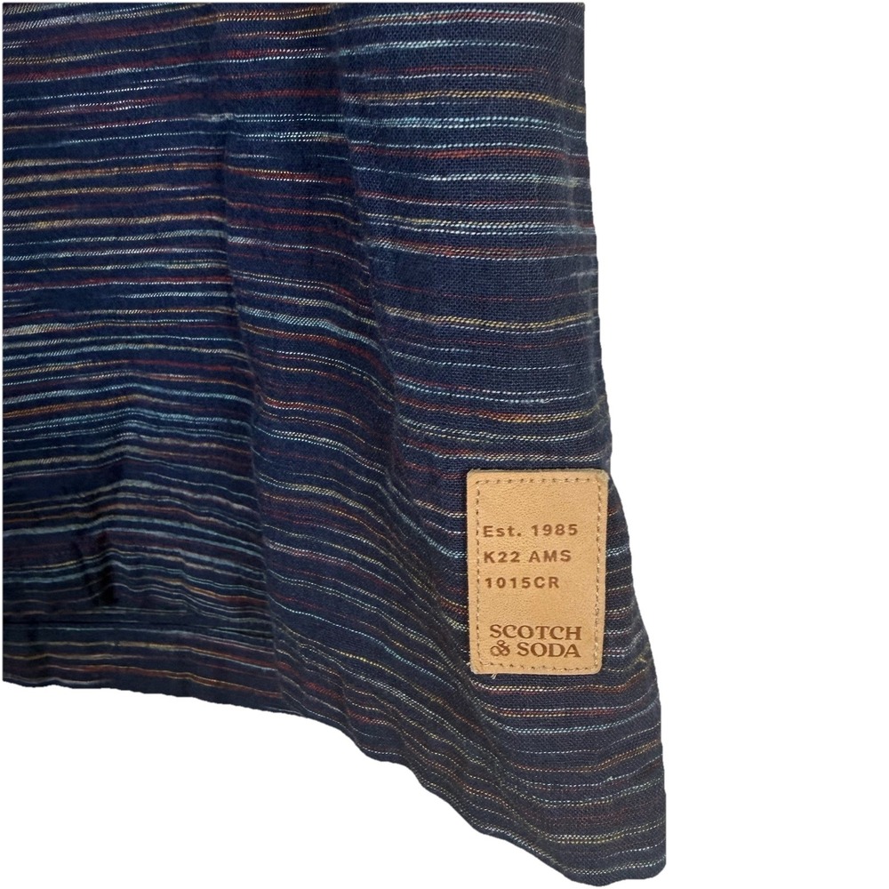 Scotch & Soda Dance All Night Shirt Mens Small Blue Stripe Linen Blend Amsterdam - Picture 4 of 10